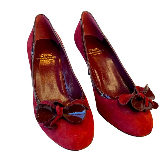 Reduced MOSCHINO Cheap and Chic vintage burgundy suede heels, size 8 - Picture 12 of 16